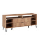 Manhattan Comfort DUMBO 63" Golden Brown Mid-Century Modern TV Stand With 6 Shelves & 2 Drawers