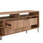Manhattan Comfort DUMBO 63" Golden Brown Mid-Century Modern TV Stand With 6 Shelves & 2 Drawers