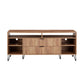 Manhattan Comfort DUMBO 63" Golden Brown Mid-Century Modern TV Stand With 6 Shelves & 2 Drawers