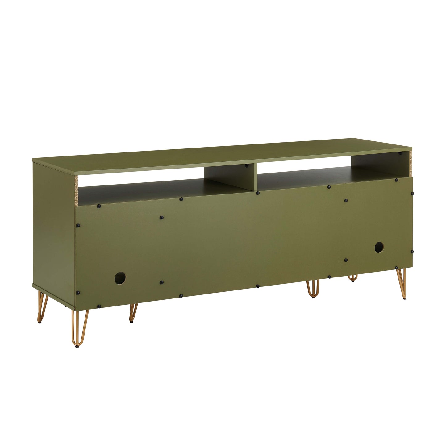 Manhattan Comfort DUMBO 63" Olive Green Mid-Century Modern TV Stand With 6 Shelves & 2 Drawers