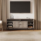 Manhattan Comfort DUMBO 63" Rustic Gray Mid-Century Modern TV Stand With 6 Shelves & 2 Drawers