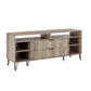 Manhattan Comfort DUMBO 63" Rustic Gray Mid-Century Modern TV Stand With 6 Shelves & 2 Drawers