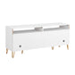 Manhattan Comfort DUMBO 63" White Mid-Century Modern TV Stand With 6 Shelves & 2 Drawers
