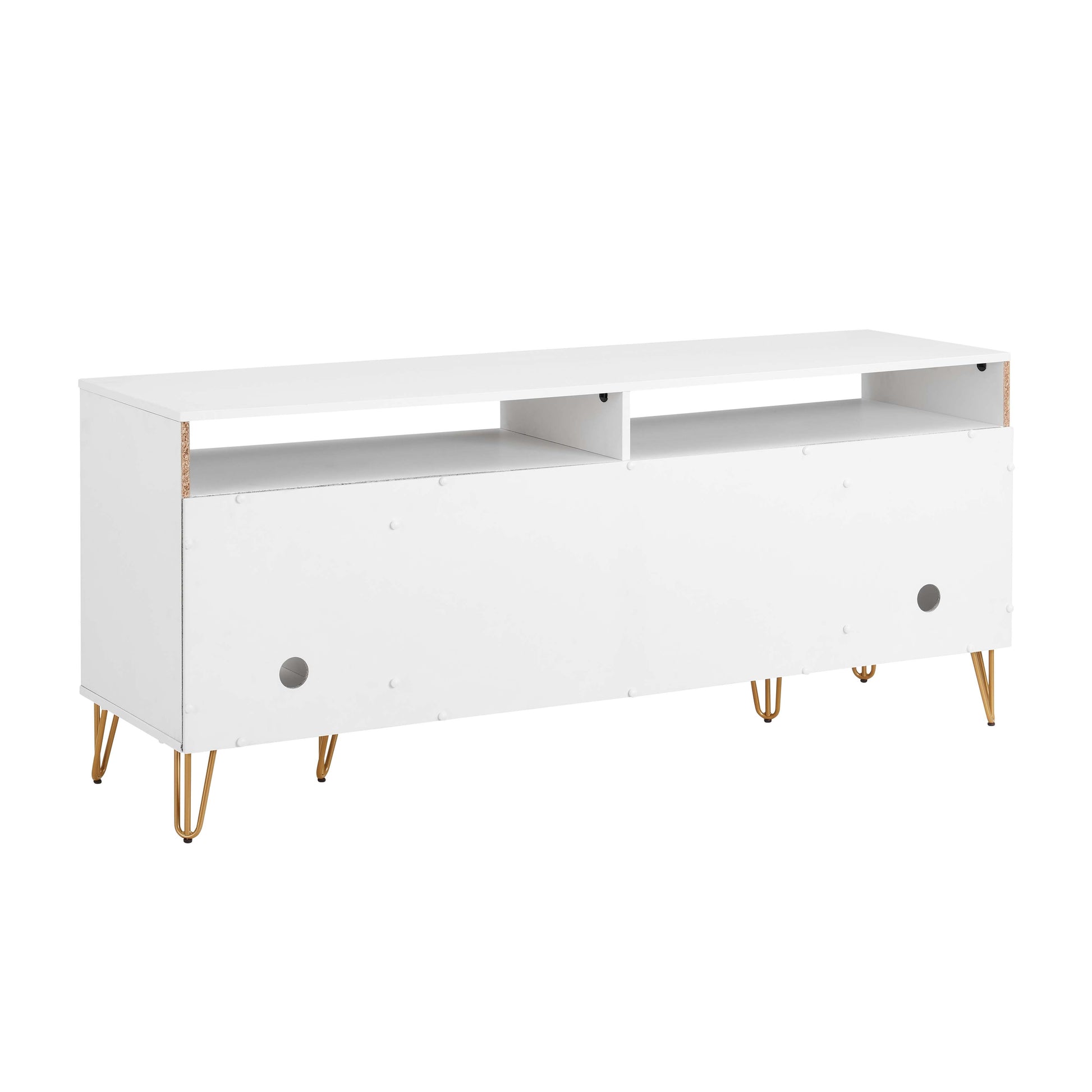 Manhattan Comfort DUMBO 63" White Mid-Century Modern TV Stand With 6 Shelves & 2 Drawers