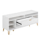 Manhattan Comfort DUMBO 63" White Mid-Century Modern TV Stand With 6 Shelves & 2 Drawers