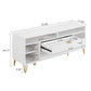 Manhattan Comfort DUMBO 63" White Mid-Century Modern TV Stand With 6 Shelves & 2 Drawers