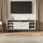 Manhattan Comfort DUMBO 63" White Mid-Century Modern TV Stand With 6 Shelves & 2 Drawers