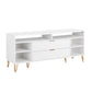 Manhattan Comfort DUMBO 63" White Mid-Century Modern TV Stand With 6 Shelves & 2 Drawers