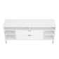 Manhattan Comfort DUMBO 63" White Mid-Century Modern TV Stand With 6 Shelves & 2 Drawers