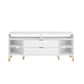Manhattan Comfort DUMBO 63" White Mid-Century Modern TV Stand With 6 Shelves & 2 Drawers