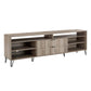 Manhattan Comfort DUMBO 85" Golden Brown Mid-Century Modern TV Stand With 6 Shelves And 2 Drawers