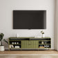 Manhattan Comfort DUMBO 85" Olive Green Mid-Century Modern TV Stand With 6 Shelves And 2 Drawers