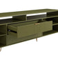 Manhattan Comfort DUMBO 85" Olive Green Mid-Century Modern TV Stand With 6 Shelves And 2 Drawers