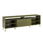 Manhattan Comfort DUMBO 85" Olive Green Mid-Century Modern TV Stand With 6 Shelves And 2 Drawers
