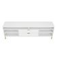 Manhattan Comfort DUMBO 85" White Mid-Century Modern TV Stand With 6 Shelves And 2 Drawers