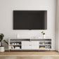 Manhattan Comfort DUMBO 85" White Mid-Century Modern TV Stand With 6 Shelves And 2 Drawers