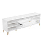 Manhattan Comfort DUMBO 85" White Mid-Century Modern TV Stand With 6 Shelves And 2 Drawers