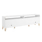 Manhattan Comfort DUMBO 85" White Mid-Century Modern TV Stand With 6 Shelves And 2 Drawers