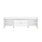 Manhattan Comfort DUMBO 85" White Mid-Century Modern TV Stand With 6 Shelves And 2 Drawers