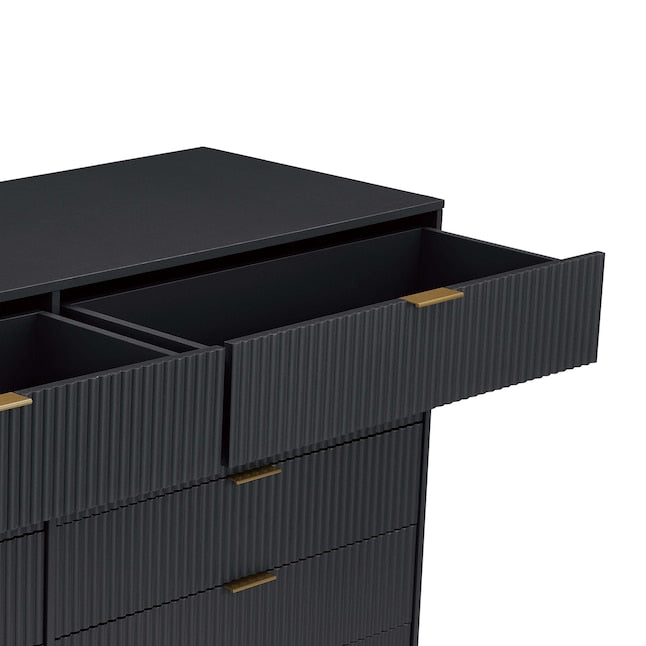 Manhattan Comfort DUMBO Black Modern 10-Drawer Double Tall Dresser
