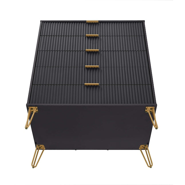 Manhattan Comfort DUMBO Black Modern 5-Drawer Tall Dresser