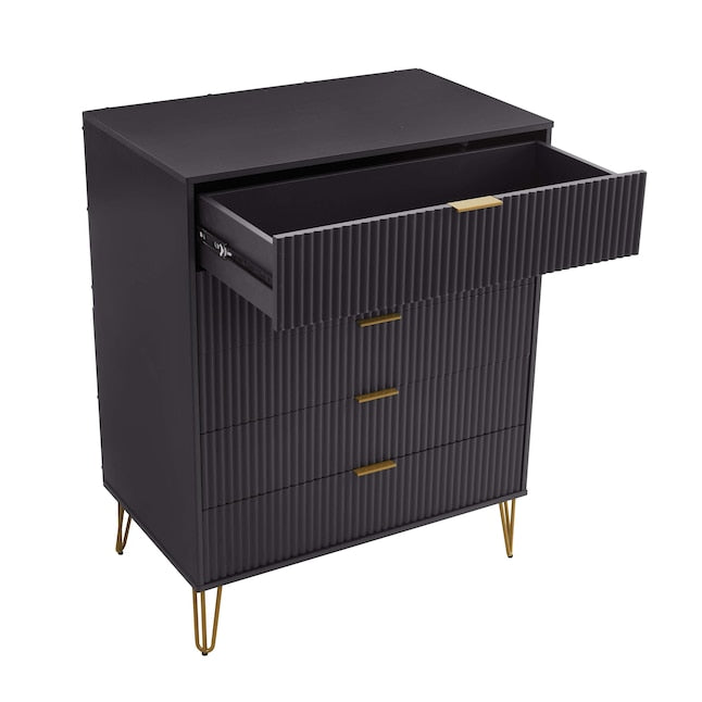 Manhattan Comfort DUMBO Black Modern 5-Drawer Tall Dresser