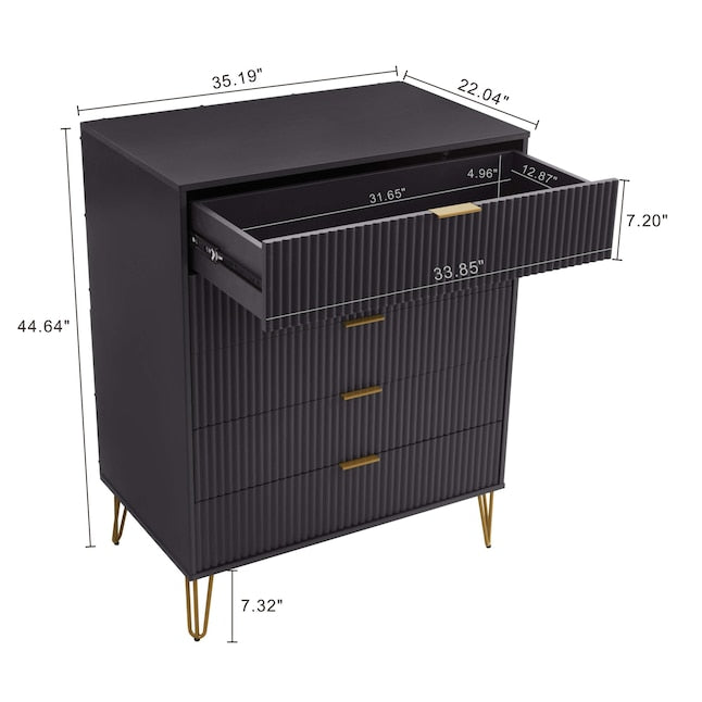 Manhattan Comfort DUMBO Black Modern 5-Drawer Tall Dresser