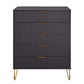 Manhattan Comfort DUMBO Black Modern 5-Drawer Tall Dresser