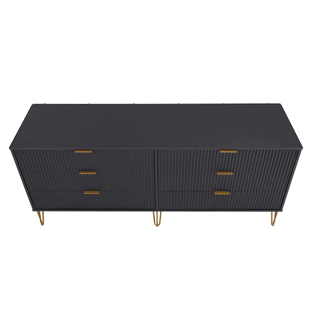 Manhattan Comfort DUMBO Black Modern 6-Drawer Double Low Dresser