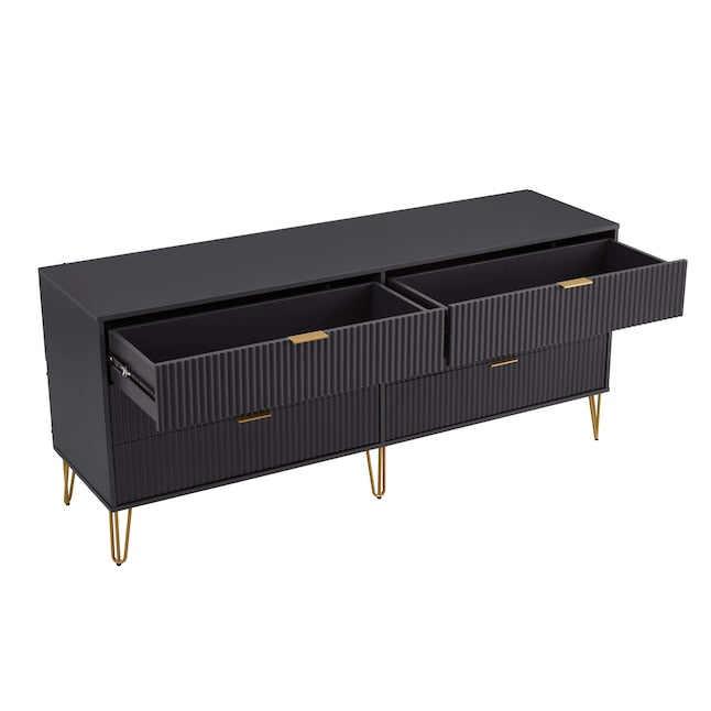 Manhattan Comfort DUMBO Black Modern 6-Drawer Double Low Dresser