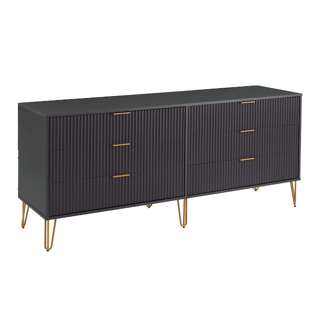 Manhattan Comfort DUMBO Black Modern 6-Drawer Double Low Dresser