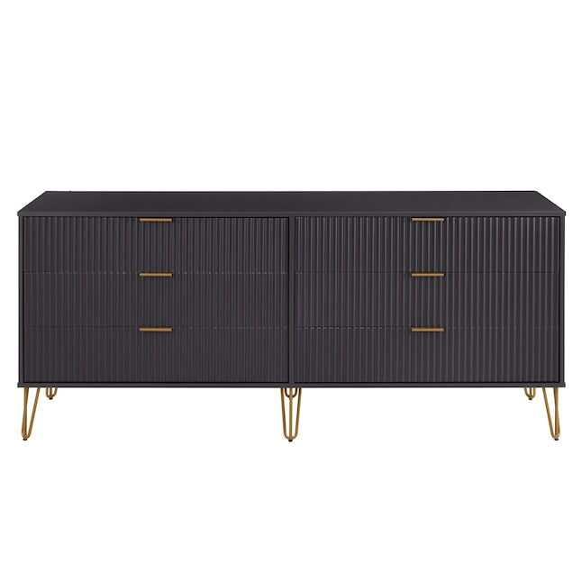 Manhattan Comfort DUMBO Black Modern 6-Drawer Double Low Dresser