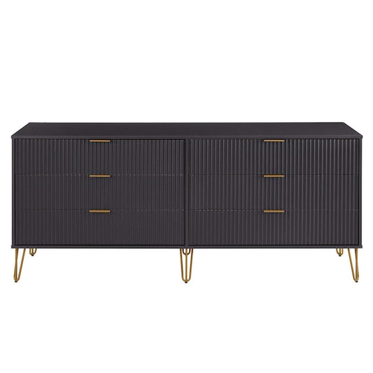 Manhattan Comfort DUMBO Black Modern 6-Drawer Double Low Dresser