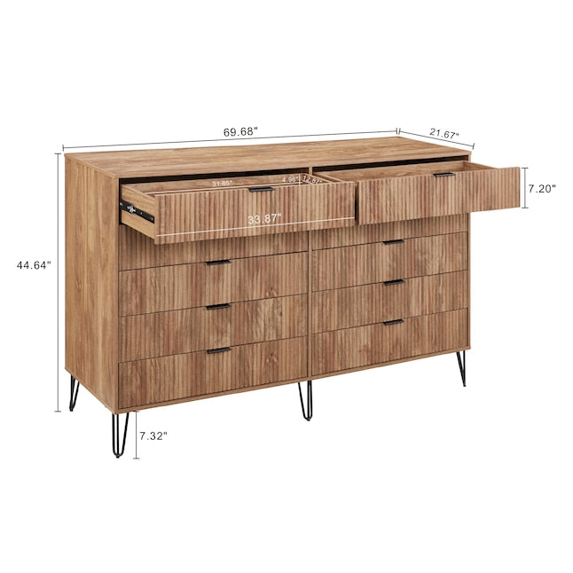 Manhattan Comfort DUMBO Golden Brown Modern 10-Drawer Double Tall Dresser
