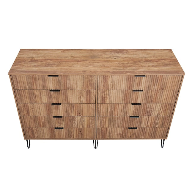 Manhattan Comfort DUMBO Golden Brown Modern 10-Drawer Double Tall Dresser