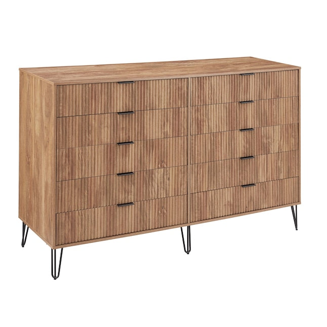 Manhattan Comfort DUMBO Golden Brown Modern 10-Drawer Double Tall Dresser