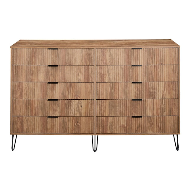 Manhattan Comfort DUMBO Golden Brown Modern 10-Drawer Double Tall Dresser