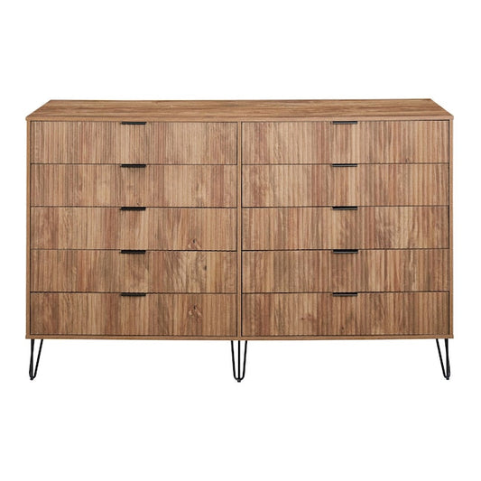 Manhattan Comfort DUMBO Golden Brown Modern 10-Drawer Double Tall Dresser