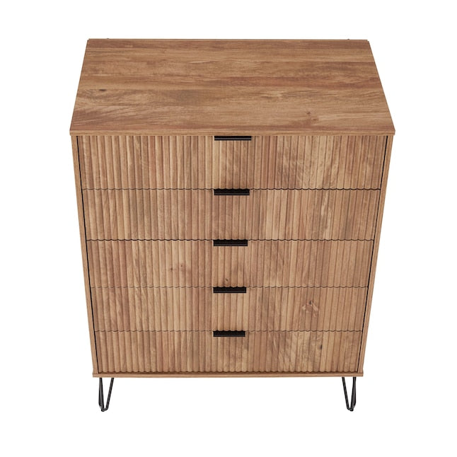 Manhattan Comfort DUMBO Golden Brown Modern 5-Drawer Tall Dresser