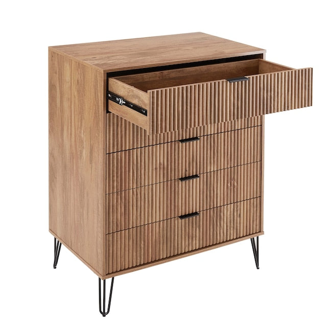 Manhattan Comfort DUMBO Golden Brown Modern 5-Drawer Tall Dresser