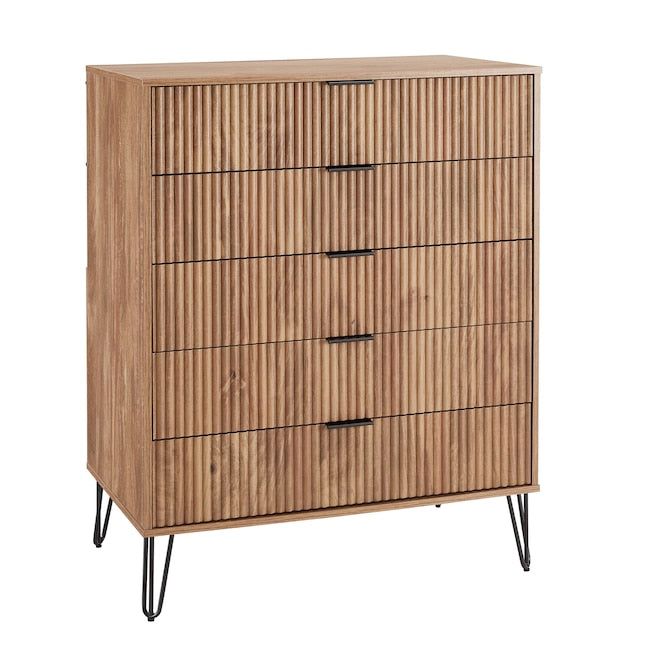 Manhattan Comfort DUMBO Golden Brown Modern 5-Drawer Tall Dresser