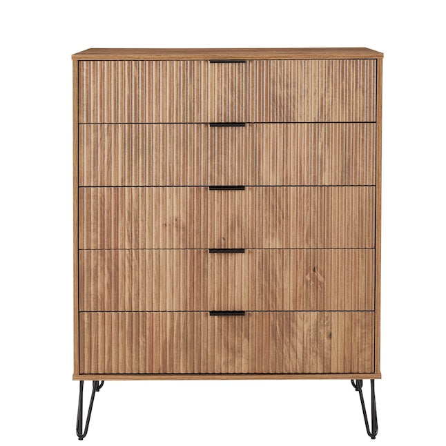 Manhattan Comfort DUMBO Golden Brown Modern 5-Drawer Tall Dresser
