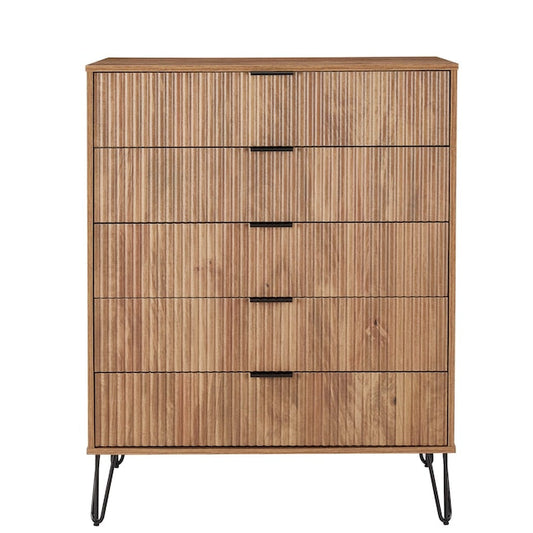 Manhattan Comfort DUMBO Golden Brown Modern 5-Drawer Tall Dresser