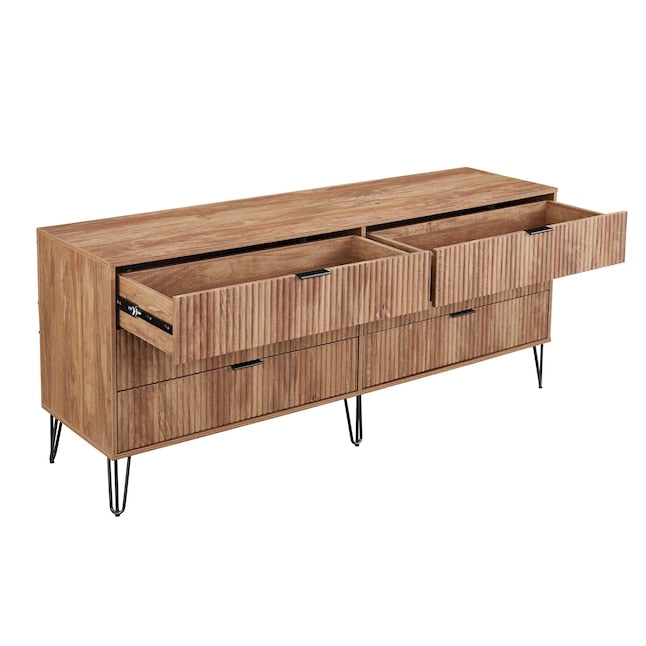 Manhattan Comfort DUMBO Golden Brown Modern 6-Drawer Double Low Dresser
