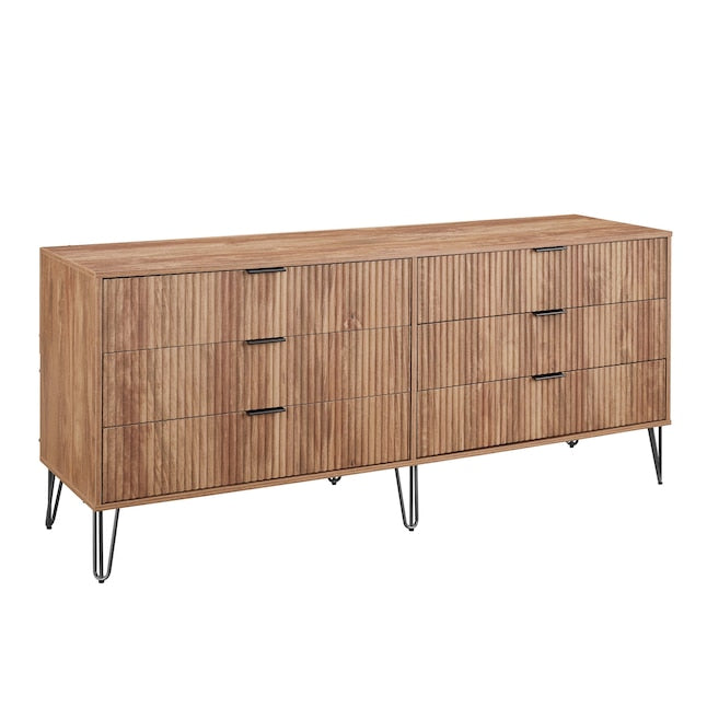 Manhattan Comfort DUMBO Golden Brown Modern 6-Drawer Double Low Dresser