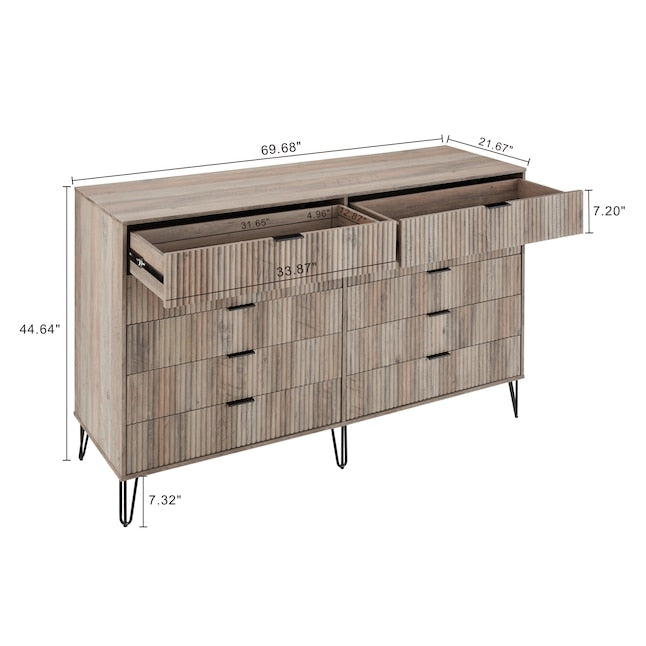 Manhattan Comfort DUMBO Grey Modern 10-Drawer Double Tall Dresser