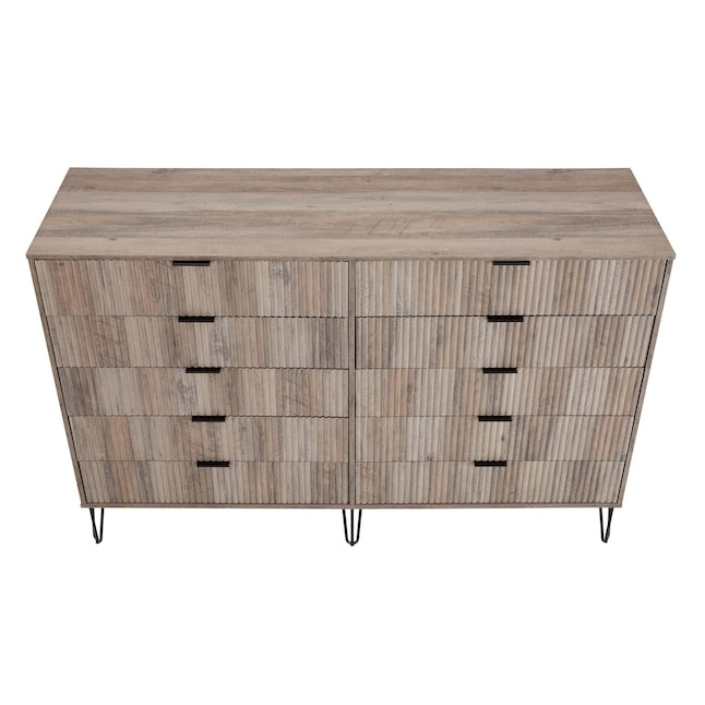 Manhattan Comfort DUMBO Grey Modern 10-Drawer Double Tall Dresser