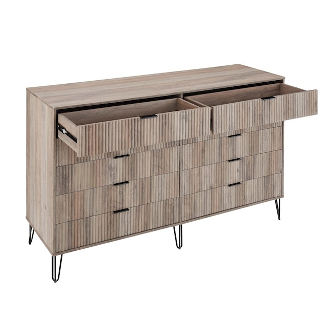 Manhattan Comfort DUMBO Grey Modern 10-Drawer Double Tall Dresser