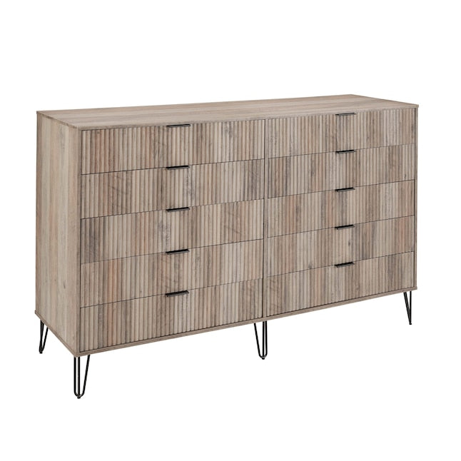 Manhattan Comfort DUMBO Grey Modern 10-Drawer Double Tall Dresser