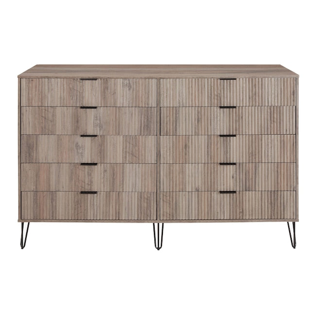 Manhattan Comfort DUMBO Grey Modern 10-Drawer Double Tall Dresser
